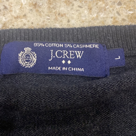 J.Crew Cotton & Cashmere Dark Grey V-Neck Sweater Size Large - Picture 4 of 5